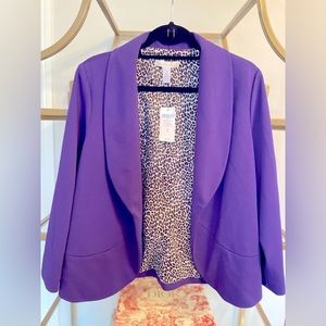 Chicos Amethyst Blazer With Leopard Interior NWT